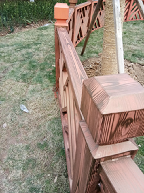 林芝钢结构护栏仿木纹项目